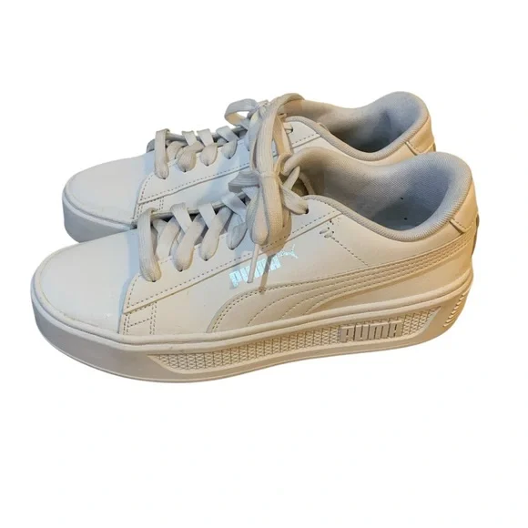 Puma White Platform Sneakers Women’s Size 8 - Picture 1 of 10